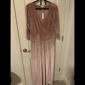 Two Toned Mauve Velvet Maxi Dress